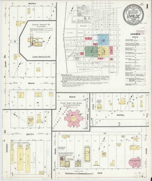 Uvalde Texas 1910 - Fire Insurance Index - Old Map Reprint