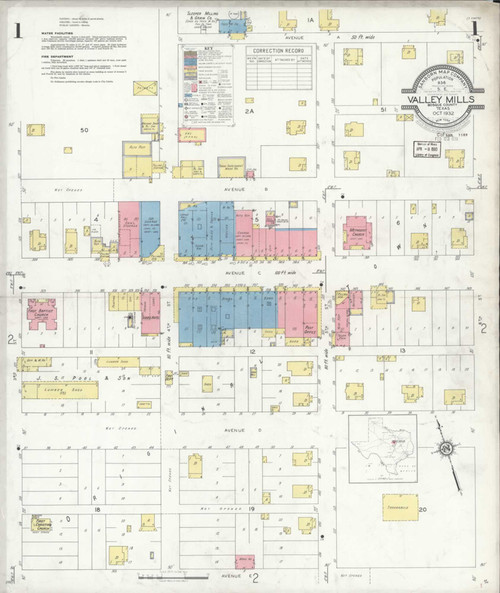 Valley Mills Texas 1932 - Fire Insurance Index - Old Map Reprint