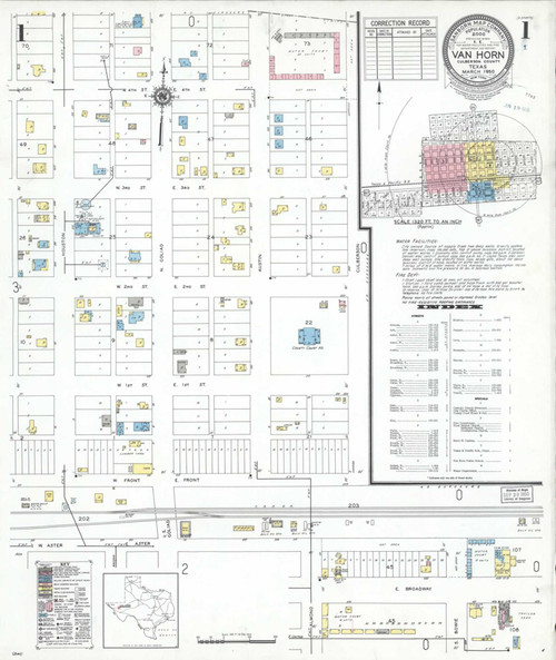 Van Horn Texas 1950 - Fire Insurance Index - Old Map Reprint