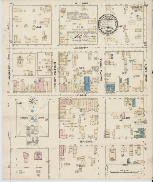 Victoria Texas 1885 - Fire Insurance Index - Old Map Reprint