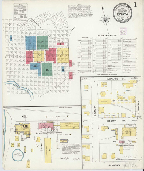 Victoria Texas 1907 - Fire Insurance Index - Old Map Reprint