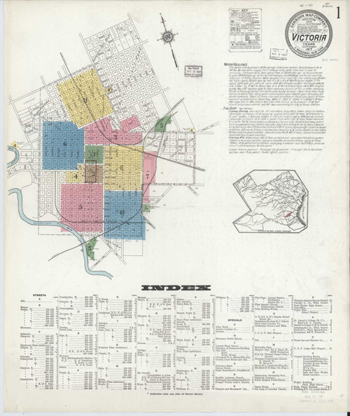 Victoria Texas 1917 - Fire Insurance Index - Old Map Reprint