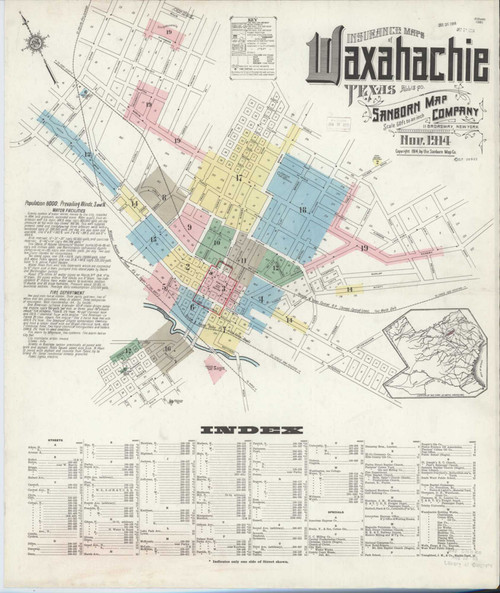Waxahachie Texas 1914 - Fire Insurance Index - Old Map Reprint
