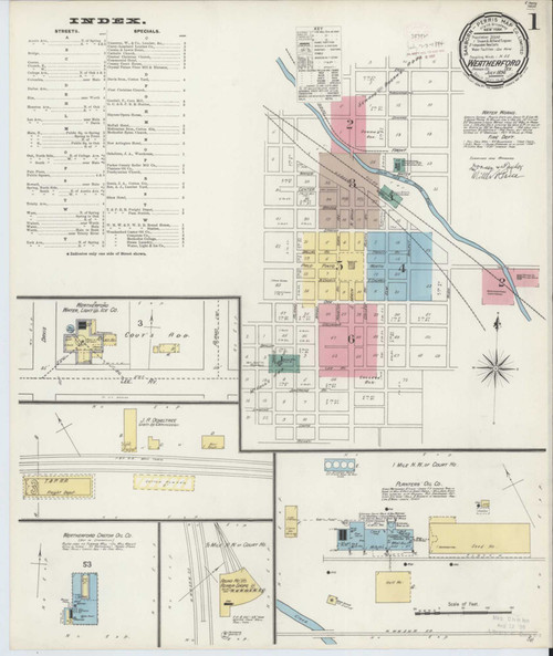 Weatherford Texas 1894 - Fire Insurance Index - Old Map Reprint