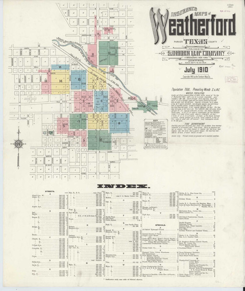 Weatherford Texas 1910 - Fire Insurance Index - Old Map Reprint