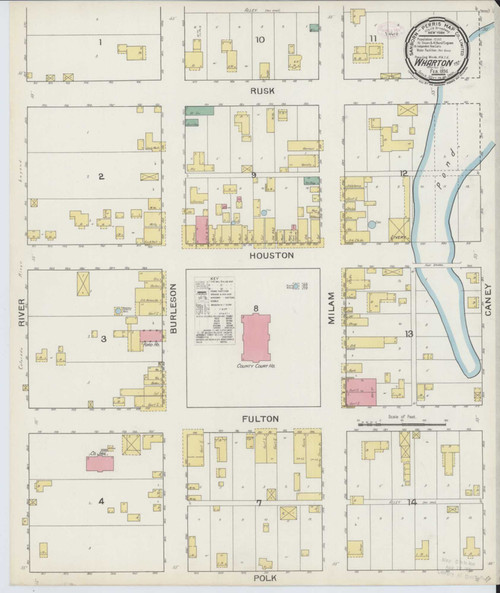 Wharton Texas 1894 - Fire Insurance Index - Old Map Reprint