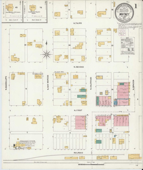 Whitney Texas 1905 - Fire Insurance Index - Old Map Reprint