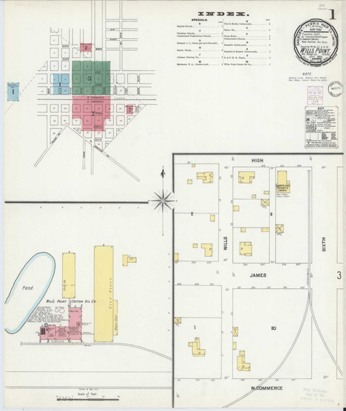 Wills Point Texas 1901 - Fire Insurance Index - Old Map Reprint