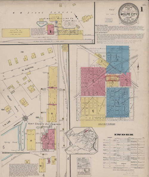 Wolfe City Texas 1922 - Fire Insurance Index - Old Map Reprint