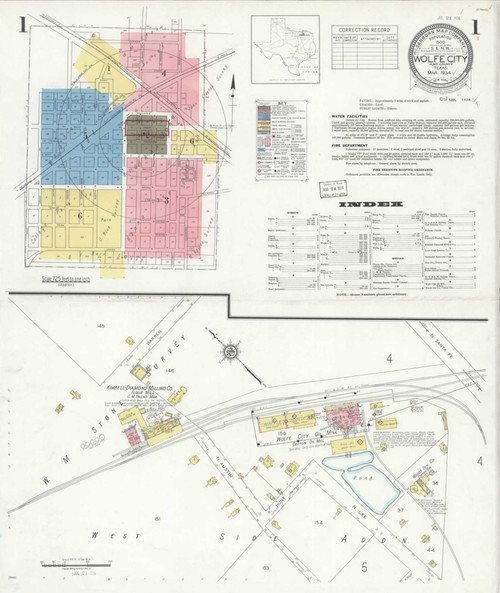 Wolfe City Texas 1934 - Fire Insurance Index - Old Map Reprint