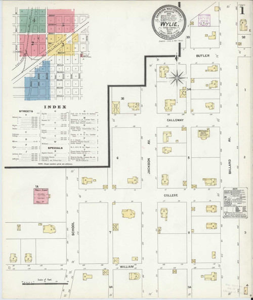 Wylie Texas 1906 - Fire Insurance Index - Old Map Reprint
