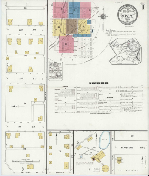 Wylie Texas 1921 - Fire Insurance Index - Old Map Reprint