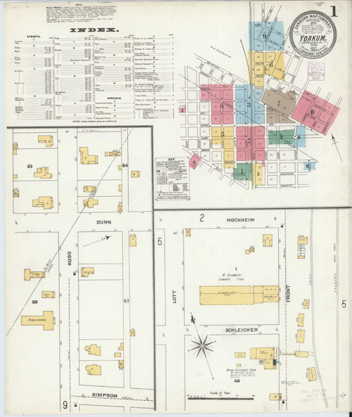 Yoakum Texas 1904 - Fire Insurance Index - Old Map Reprint