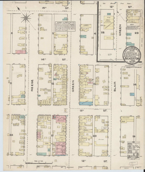 Silverton, Colorado Fire Insurance 1883 Sheet 1 - Old Town Map Reprint Wild West
