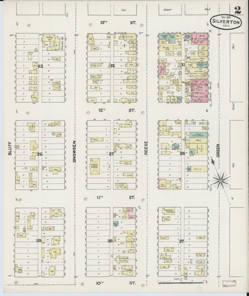 Silverton, Colorado Fire Insurance 1890 Sheet 2 - Old Town Map Reprint Wild West