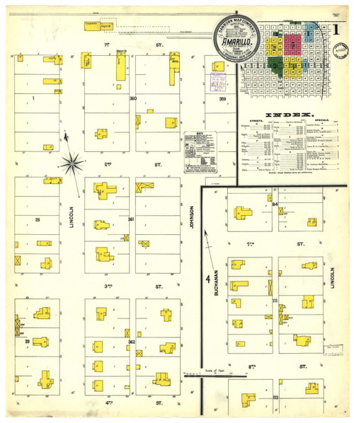 Amarillo, Texas Fire Insurance 1902 Sheet 1 - Old Town Map Reprint Wild West