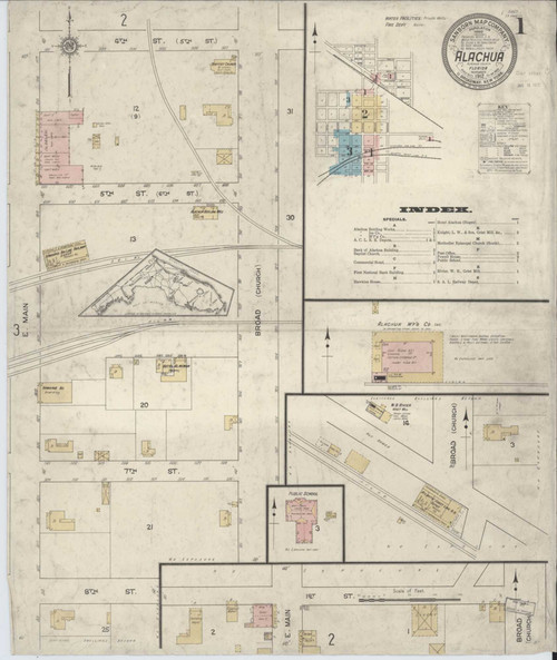 Alachua Florida 1912 - Fire Insurance Index - Old Map Reprint