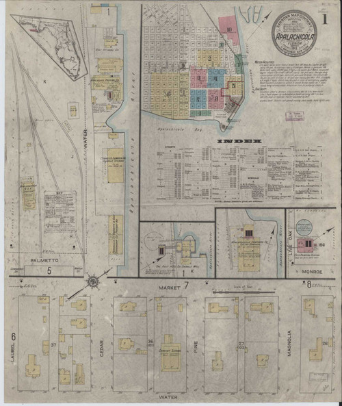 Apalachicola Florida 1913 - Fire Insurance Index - Old Map Reprint