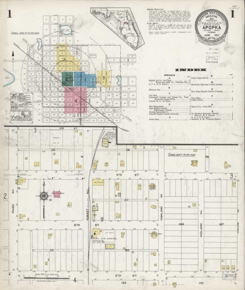 Apopka Florida 1924 - Fire Insurance Index - Old Map Reprint
