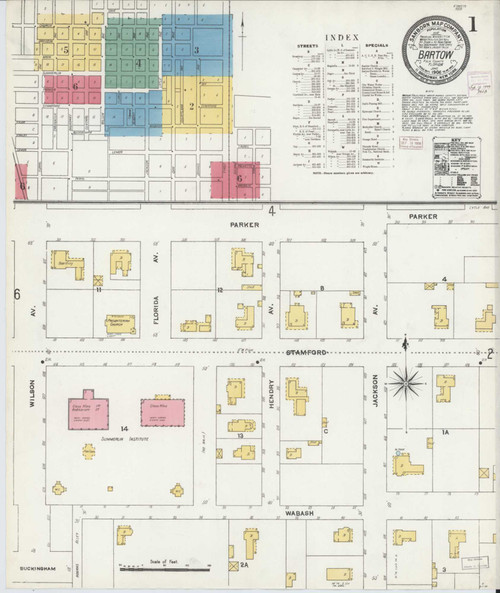 Bartow Florida 1906 - Fire Insurance Index - Old Map Reprint