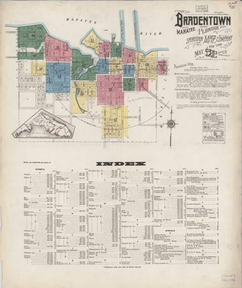 Bradentown Florida 1922 - Fire Insurance Index - Old Map Reprint