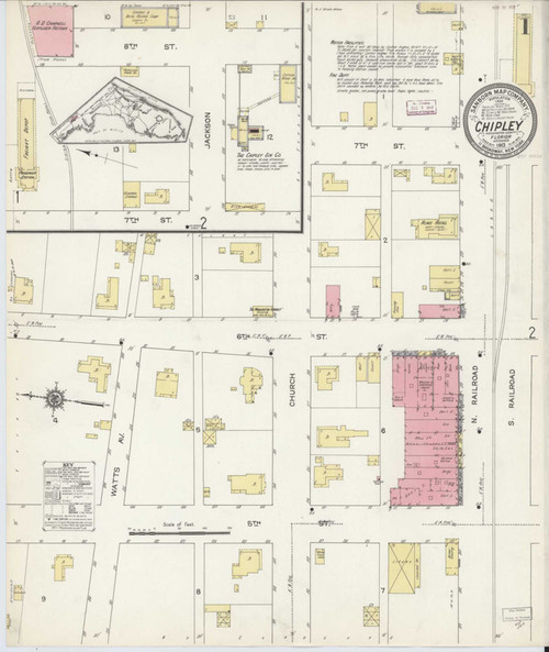 Chipley Florida 1913 - Fire Insurance Index - Old Map Reprint