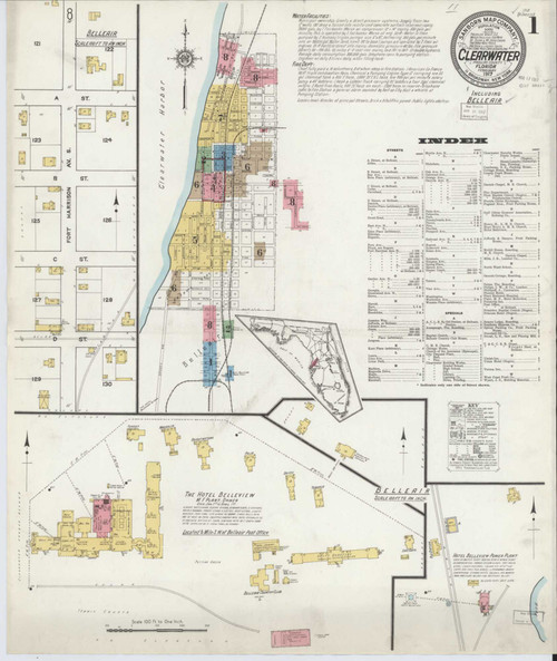 Clearwater Florida 1917 - Fire Insurance Index - Old Map Reprint