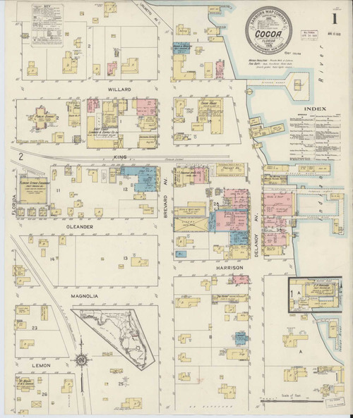 Cocoa Florida 1915 - Fire Insurance Index - Old Map Reprint