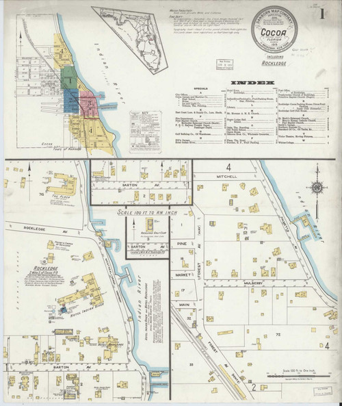 Cocoa Florida 1919 - Fire Insurance Index - Old Map Reprint
