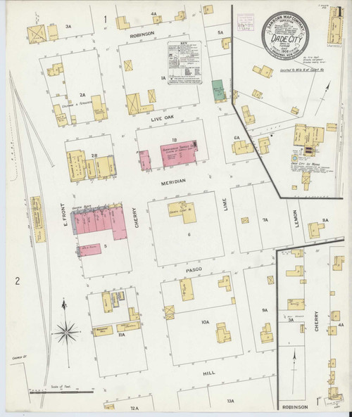 Dade City Florida 1908 - Fire Insurance Index - Old Map Reprint
