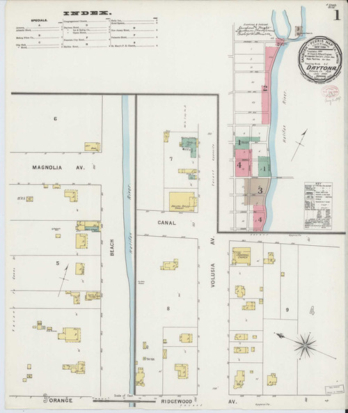 Daytona Florida 1895 - Fire Insurance Index - Old Map Reprint