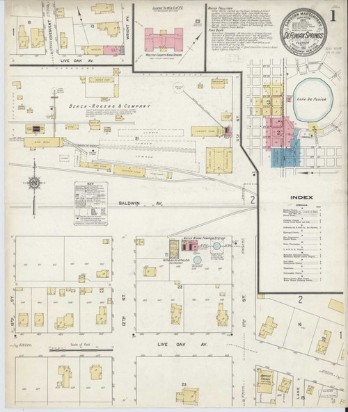 De Funiak Springs Florida 1912 - Fire Insurance Index - Old Map Reprint