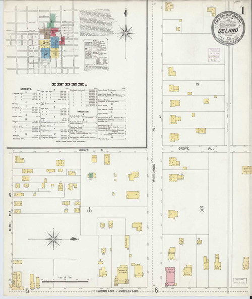De Land Florida 1903 - Fire Insurance Index - Old Map Reprint