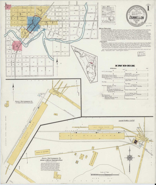 Dunnellon Florida 1917 - Fire Insurance Index - Old Map Reprint