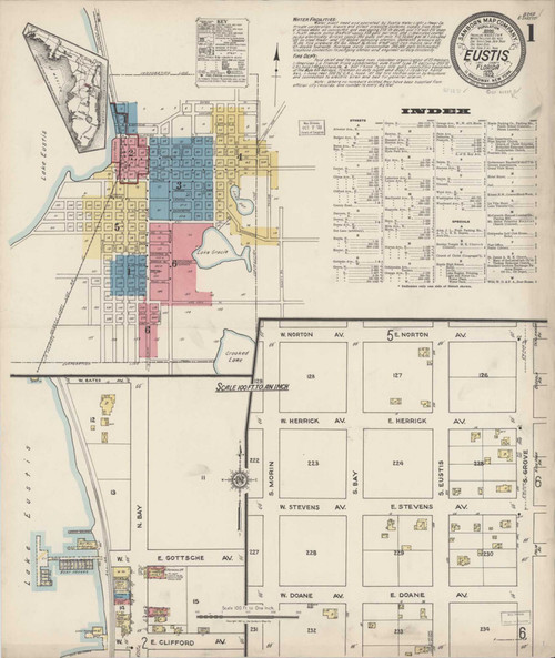Eustis Florida 1922 - Fire Insurance Index - Old Map Reprint
