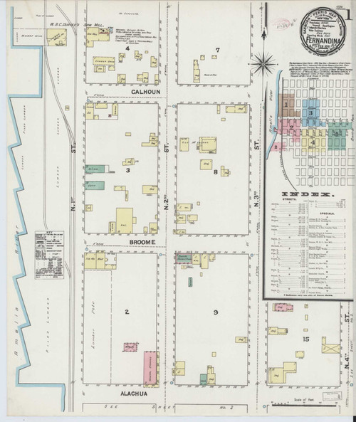 Fernandina Florida 1891 - Fire Insurance Index - Old Map Reprint