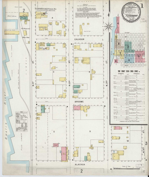 Fernandina Florida 1897 - Fire Insurance Index - Old Map Reprint