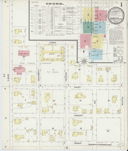 Gainesville Florida 1897 - Fire Insurance Index - Old Map Reprint