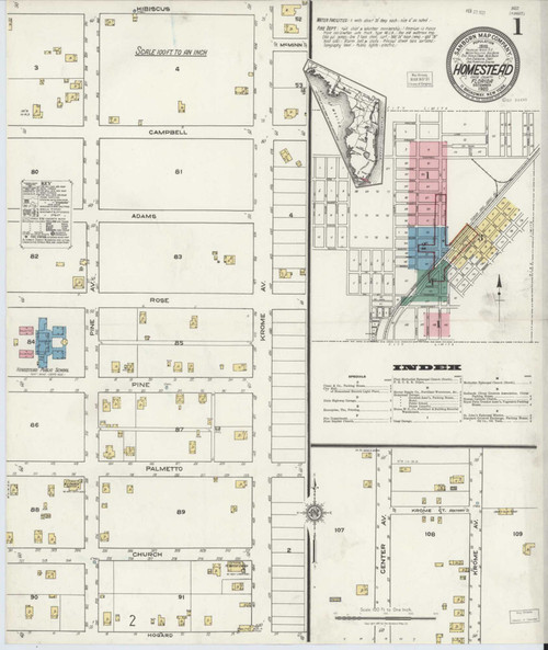 Holmestead Florida 1920 - Fire Insurance Index - Old Map Reprint