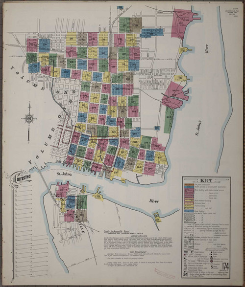 Jacksonville Florida 1913 V2 - Fire Insurance Index - Old Map Reprint