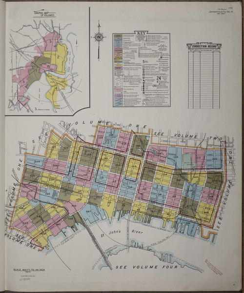 Jacksonville Florida 1949 V1A - Fire Insurance Index - Old Map Reprint