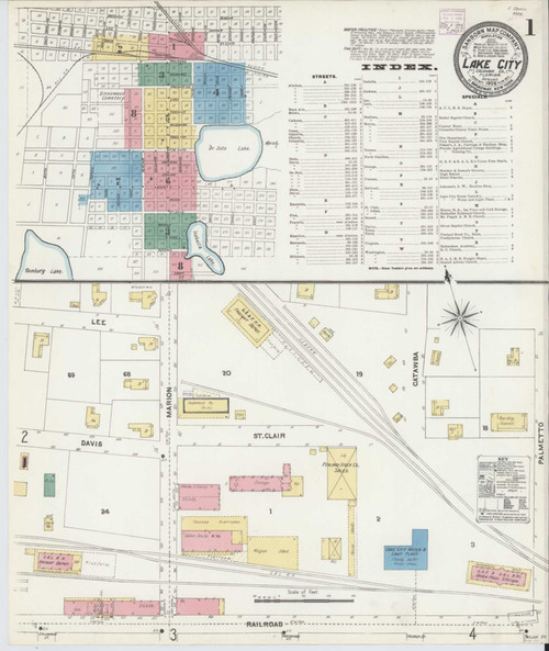 Lake City Florida 1906 - Fire Insurance Index - Old Map Reprint