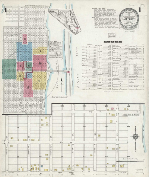 Lake Worth Florida 1924 - Fire Insurance Index - Old Map Reprint