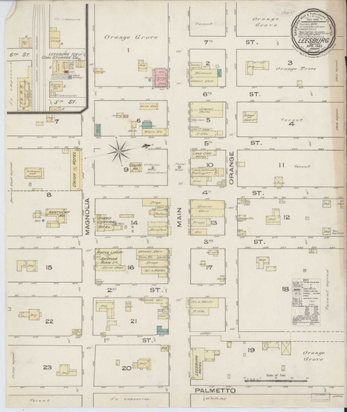 Leesburg Florida 1885 - Fire Insurance Index - Old Map Reprint
