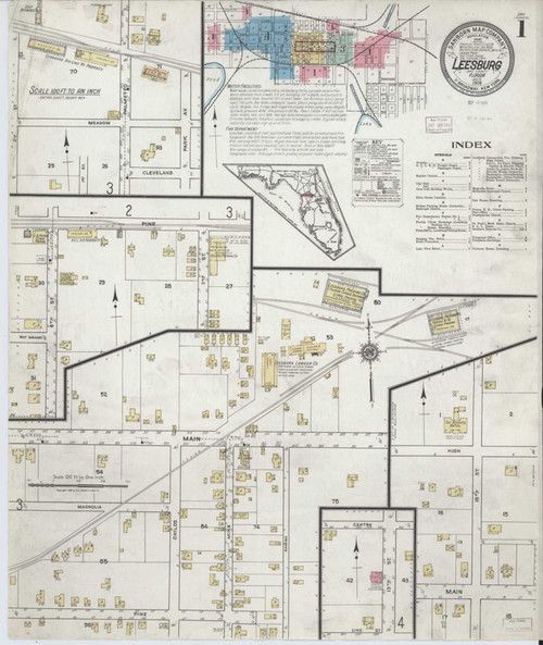 Leesburg Florida 1918 - Fire Insurance Index - Old Map Reprint