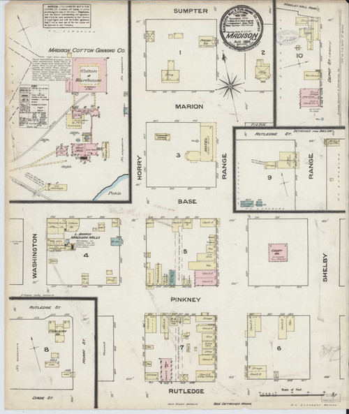 Madison Florida 1884 - Fire Insurance Index - Old Map Reprint