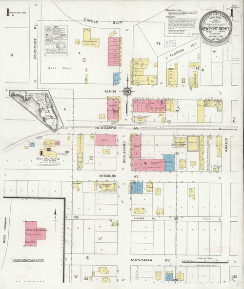 New Port Richey Florida 1926 - Fire Insurance Index - Old Map Reprint