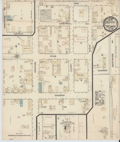 Orlando Florida 1884 - Fire Insurance Index - Old Map Reprint