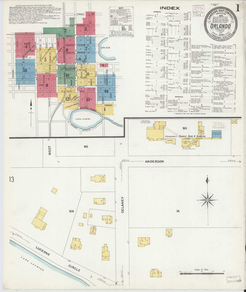 Orlando Florida 1908 - Fire Insurance Index - Old Map Reprint