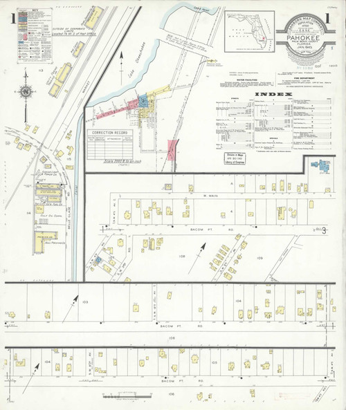 Pahokee Florida 1943 - Fire Insurance Index - Old Map Reprint